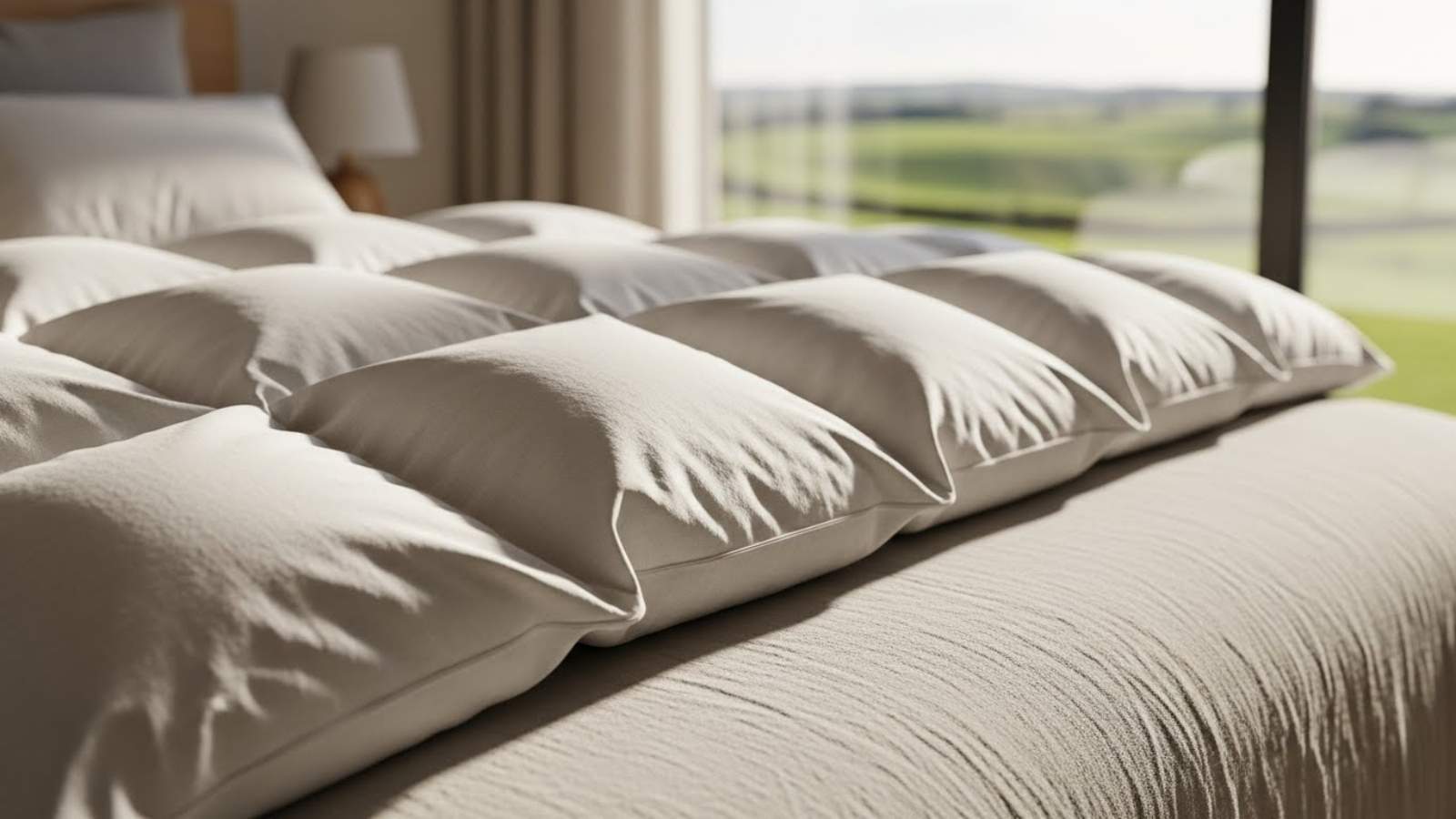 Bergische Daunendecke auf einem Bett