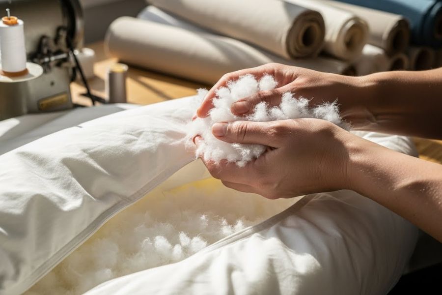 Handwerkliche Fertigung der Daunendecke