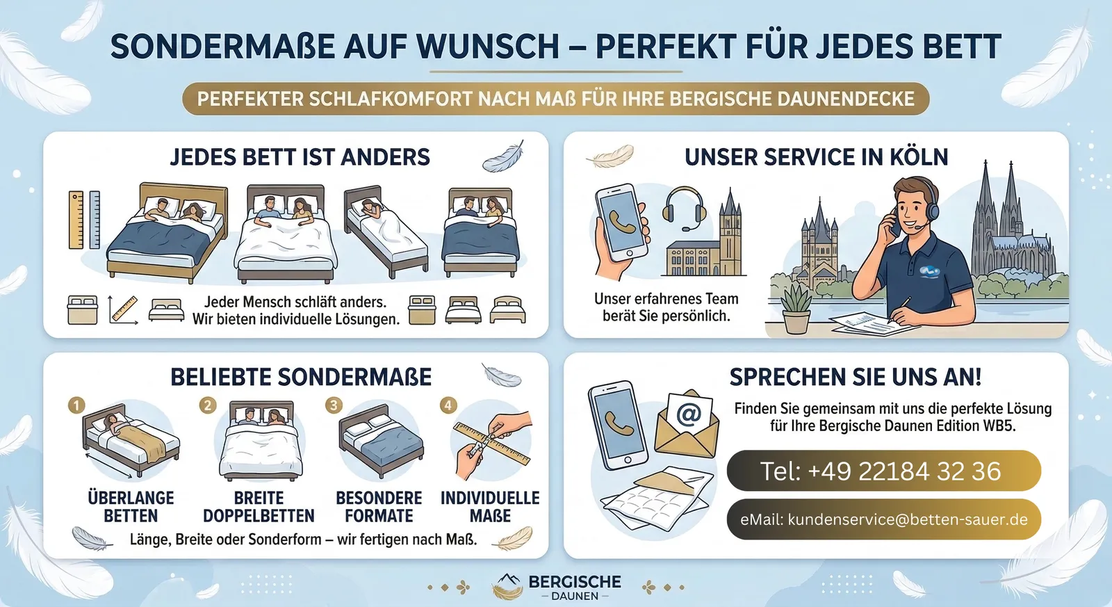 Sondermaße der bergischen Daunen Edition WB5