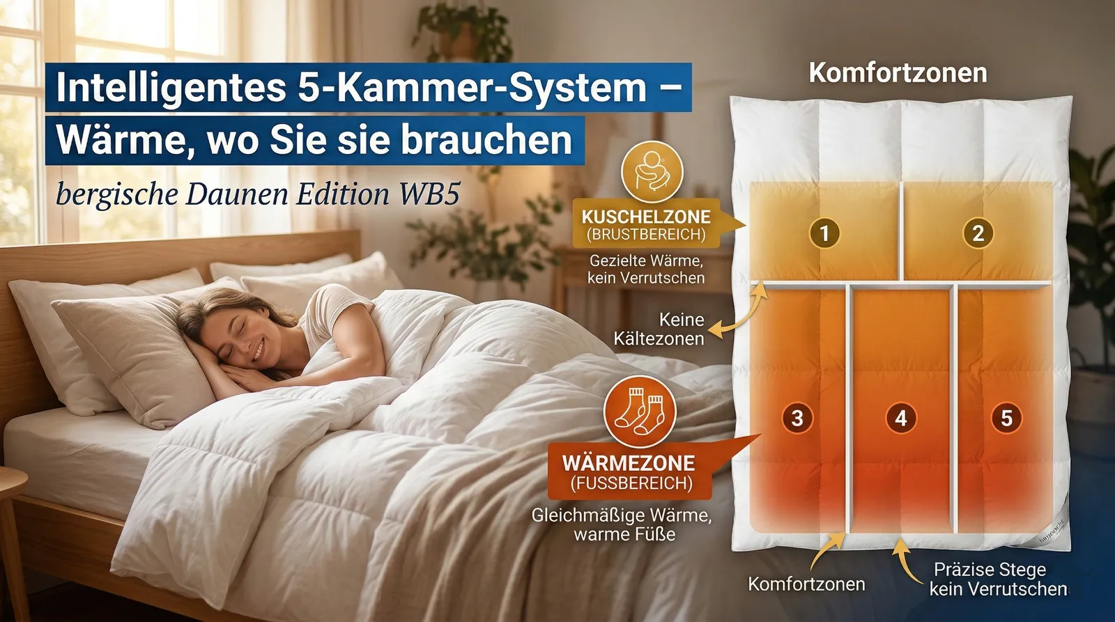5-Kammer-System der bergischen Daunen Edition WB5
