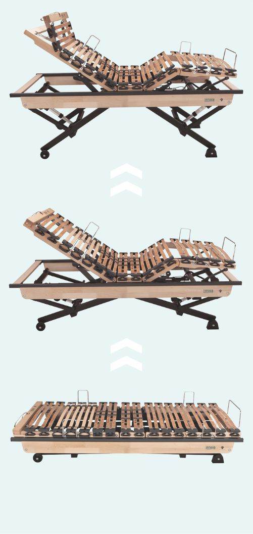 Skizze eines Bettsystems mit markierten Zonen für Rücken und Schultern