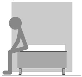 Piktogramm zur 38 cm Höhenverstellung eines Kirchner Bettes