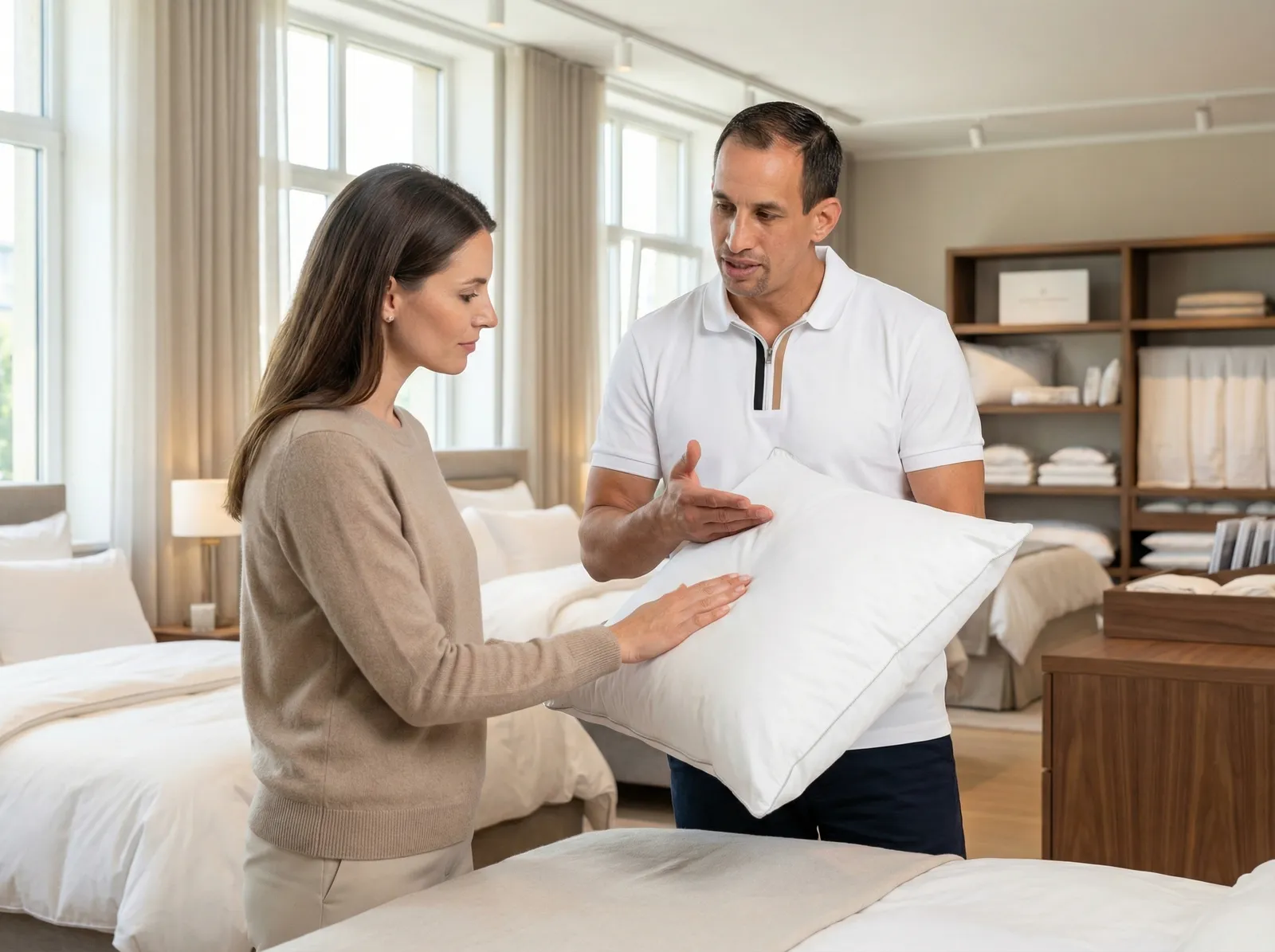 Beratung zum Kissen Traum Comfort bei Betten Sauer in Köln