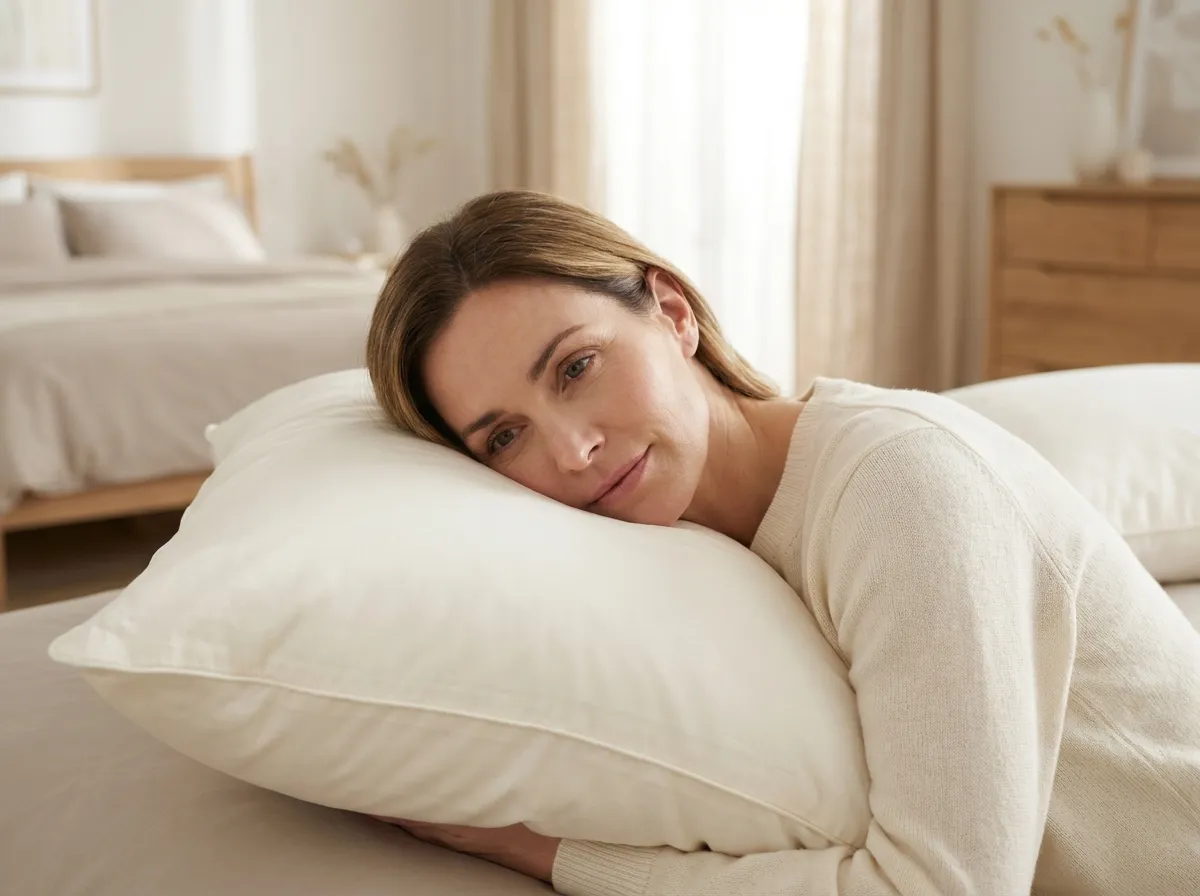 Frau schmiegt sich an das Kissen Traum Royal