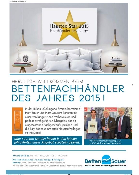 Vorschau: Bettenfachhändler des Jahres – Flyer 2015
