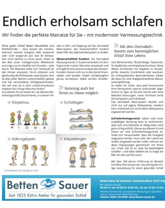 Vorschau: Kölner Stadt-Anzeiger 2025 – Endlich erholsam schlafen